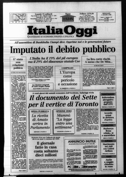 Italia oggi : quotidiano di economia finanza e politica